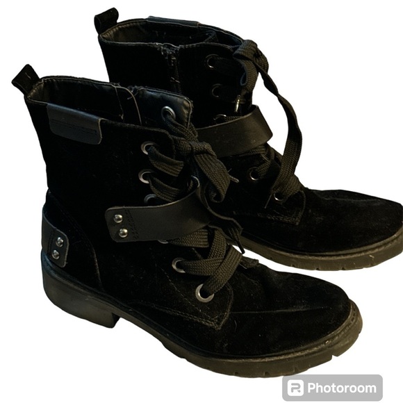 Rampage Taylla black velvet combat boots lace up and zipper closing Sz 9 - Picture 3 of 6